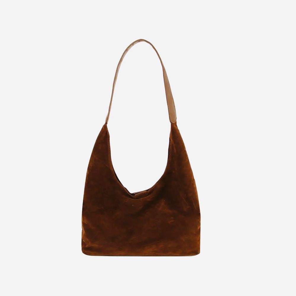 Elegant Brown Faux Suede and Leather Women's Bag Set